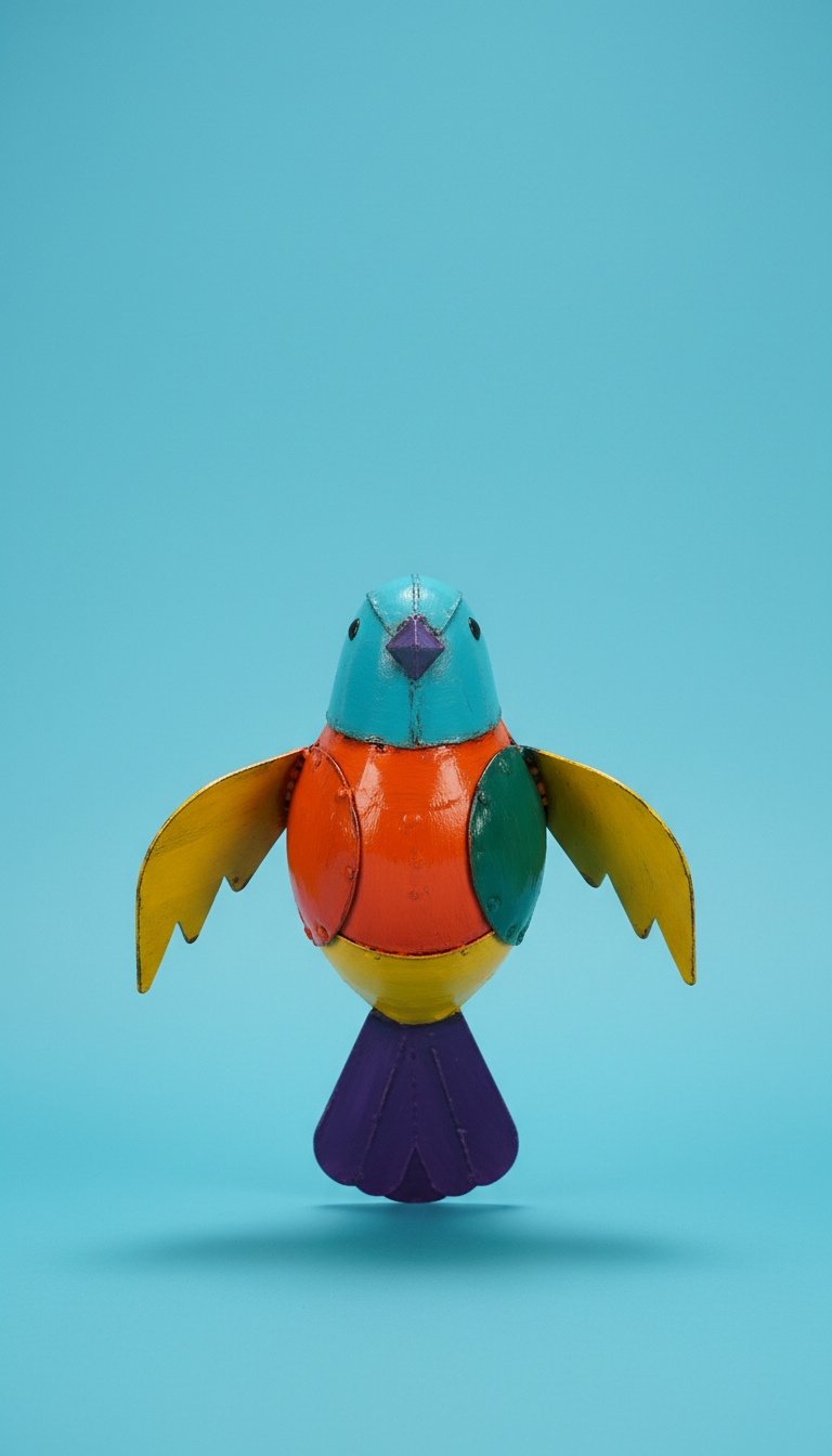 oiseau peint en métal recyclé ornemental