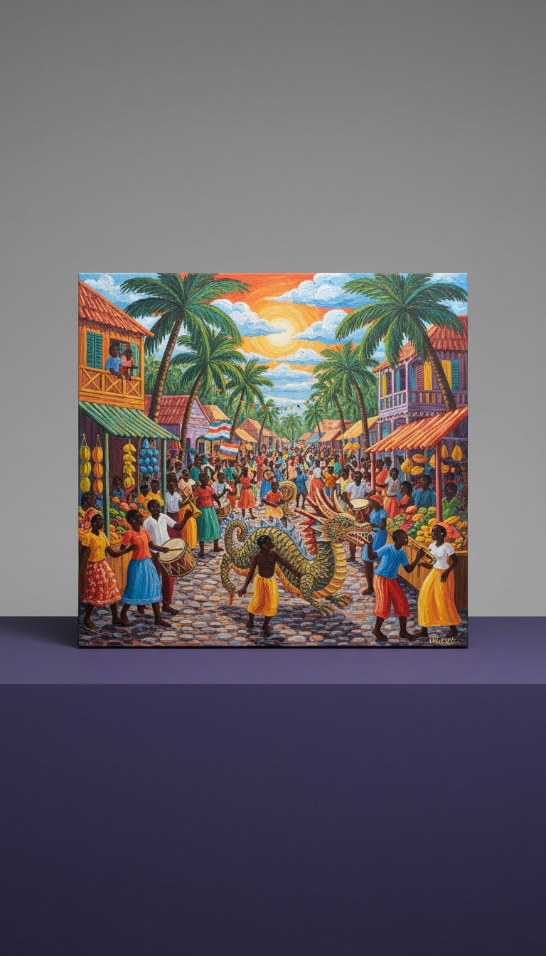 peinture festival de rue haïtien éclatante
