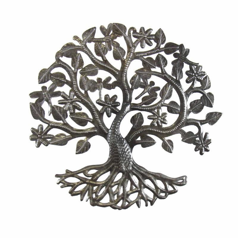 Arbre de Vie avec libellule — art mural en métal, 14 po