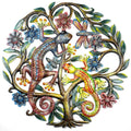 Arbre de Vie avec gecko peint — art mural en métal, 24 po